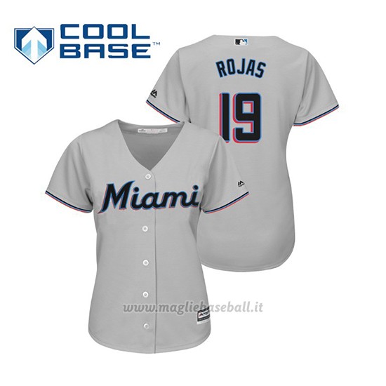 Maglia Baseball Donna Miami Marlins Miguel Rojas Cool Base Majestic Road 2019 Grigio